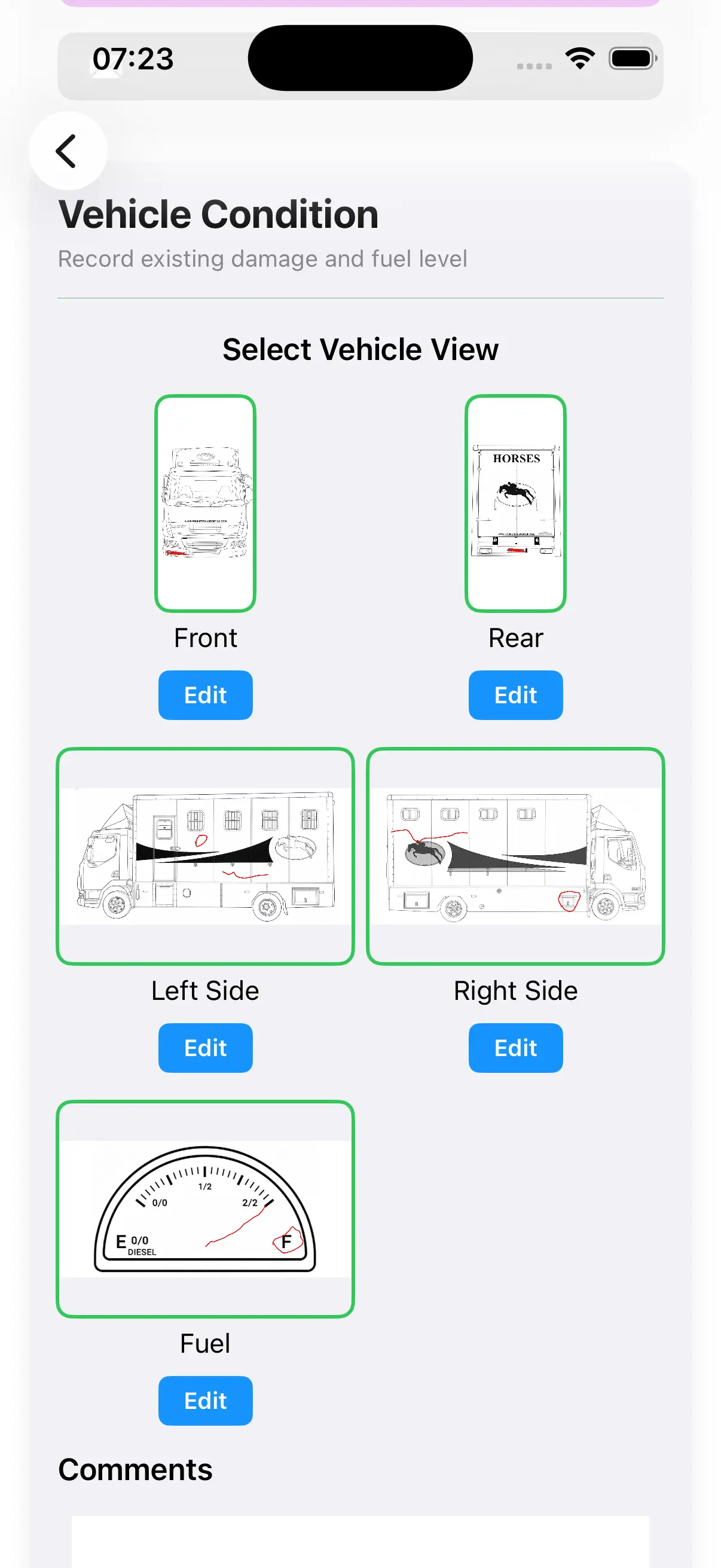 Damage drawing screen
